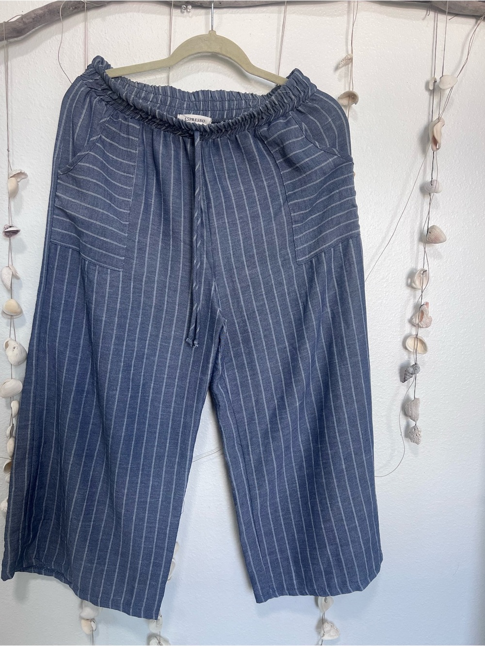 Espresso Petite Blue Striped 2-Piece Set Shirt & Pants PL - Picture 5 of 9